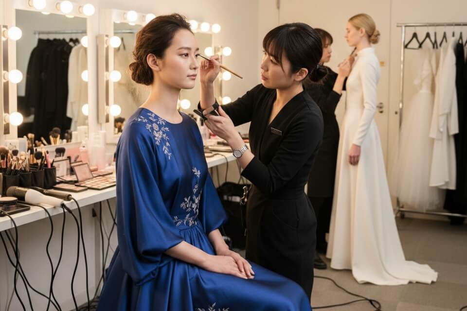 ランウェイ進行や着替えを想定したヘアメイク技術力